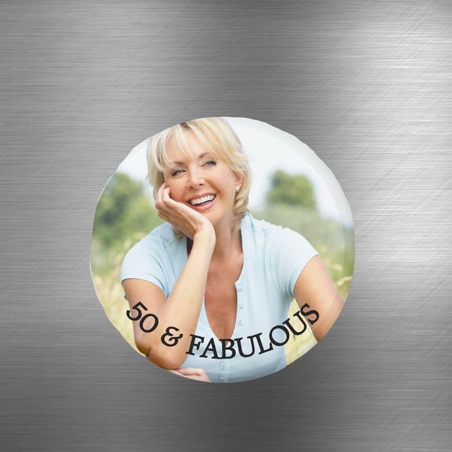 Aimant 50 fabuleux nom photo d'or d'anniversaire (Créateur téléchargé)
