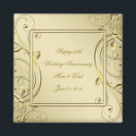 Aimant 50e anniversaire du Mariage de l'or<br><div class="desc">A Digitalbcon Images Design avec une couleur or et un thème de design florissant avec une variété d'images, de formes, de motifs, de styles et de polices personnalisées dans cet unique "Flourish Gold 50th Mariage Anniversary" Magnet Carré. Ce design élégant et attrayant est livré avec du texte personnalisable en lettrage...</div>