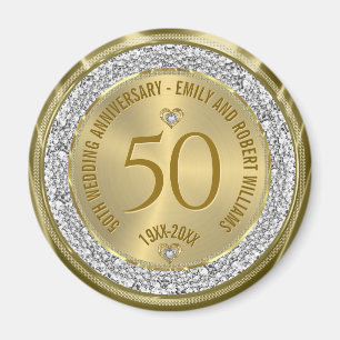 Aimant 50e anniversaire du Mariage Diamants blancs d'or