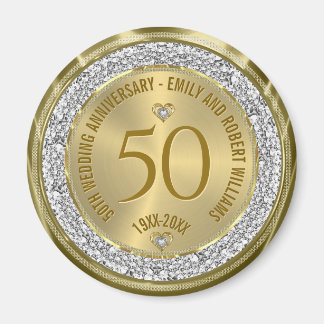 Aimant 50e anniversaire du Mariage Diamants blancs d'or