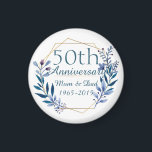 Aimant 50e anniversaire du Mariage Floral et Gold<br><div class="desc">Floral et or 50e anniversaire Mariage classique élégant design de luxe. Vous êtes invités à visiter mon magasin pour des produits plus beaux.</div>