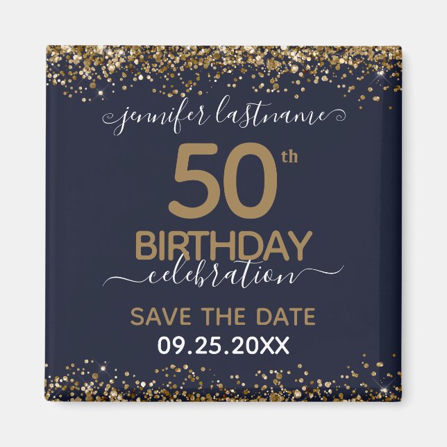 Aimant 50e anniversaire Enregistrer l'aimant de la date (Devant)