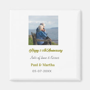 Aimant 50e anniversaire joyeux moderne ajouter nom date p
