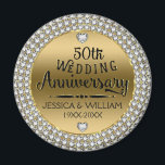 Aimant 50e Anniversaire Mariage Diamants Et Or<br><div class="desc">Elégant 50ème anniversaire de mariage avec cercle de diamants blancs,  arrière - plan brillant de tons or. 50e anniversaire mariage design de texte en noir avec des accents brillants. Nom et année de mariage personnalisable.</div>
