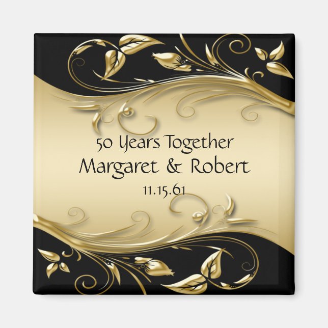 Aimant 50e anniversaire Or et Noir (Devant)