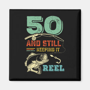 Aimant 50e anniversaire Pêche Turning 50 pêcheurs Mens Pu