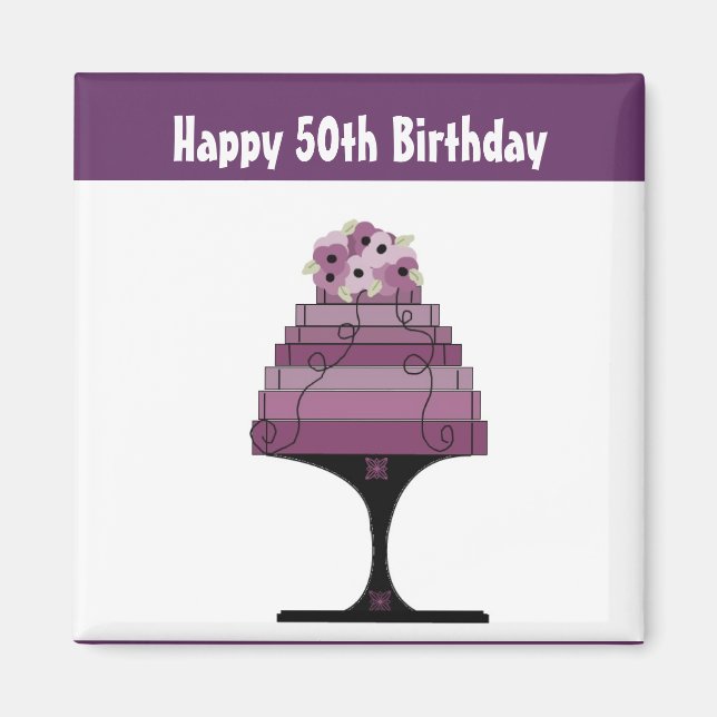 Aimant 50e anniversaire - Purple Designer Cake (Devant)