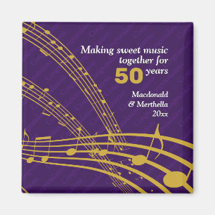 Aimant 50e Mariage GOLDEN NOTES MUSICALES