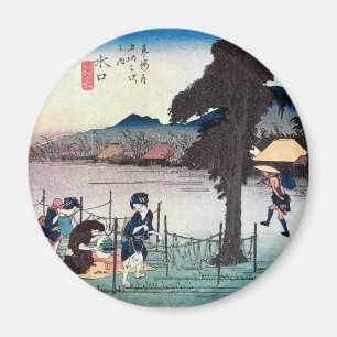 Aimant 51. 水 口 宿, 重 Minakuchi-juku, Hiroshige, Ukiyo-e, 広