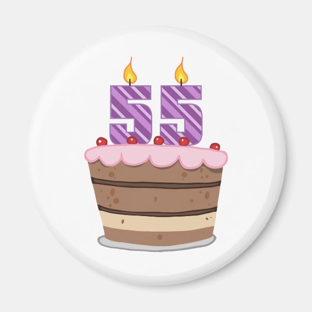 Aimant 55 ans sur le gâteau d'anniversaire (Devant)