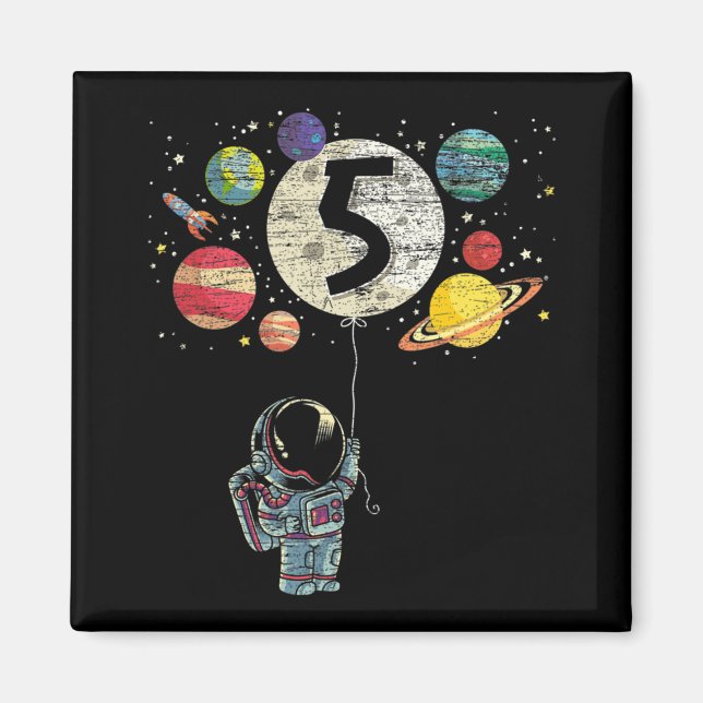 Aimant 5 ans Anniversaire Cadeaux de garçon Astronaut 5e  (Devant)