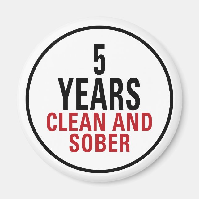 Aimant 5 ans de propreté et de sobriété (Devant)