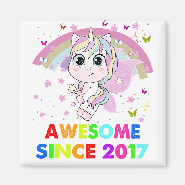 Aimant 5 Ans Unicorn Cutie 5e Anniversaire Unicorn (Devant)