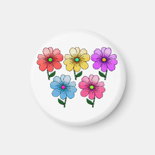 Aimant 5 Fleurs de couleur