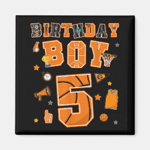 Aimant 5e anniversaire Boy 5 ans Basketball Party Cinq an