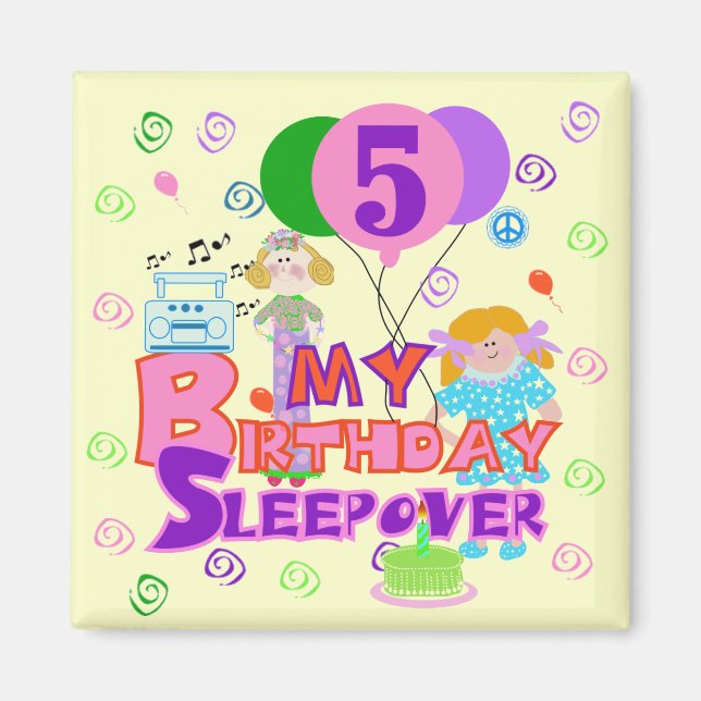 Aimant 5e anniversaire Sleepover T-shirts et cadeaux (Devant)