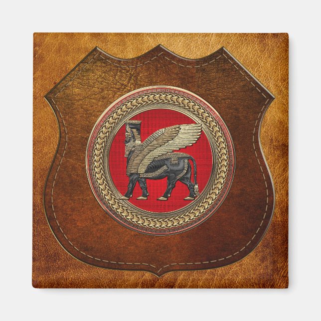 Aimant [600] Assyrian Winged Bull : Gold and Black Lamass (Devant)