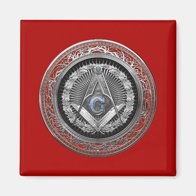 Aimant [600] Master Mason - Silver Square & Compass (Devant)