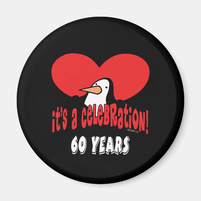 Aimant 60 ans de fête Penguin (Devant)
