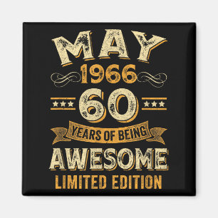 Aimant 60 ans génial vintage mai 1966 60e anniversaire