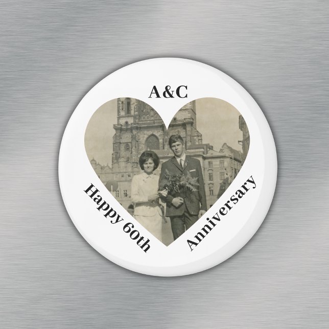Aimant 60 Mariage Anniversaire Couple Keepsaké Heart Phot (60 Wedding Anniversary Couple Keepsake Heart Photo Magnet
)