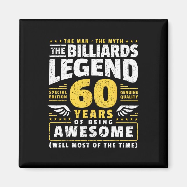Aimant 60e anniversaire Billard Joueur 60 ans Billia (Devant)
