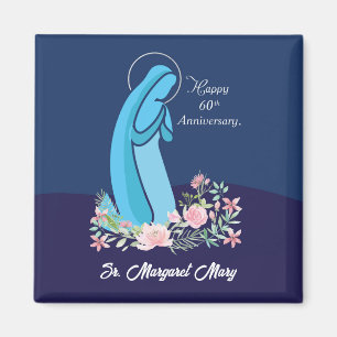 Aimant 60e anniversaire de la vie religieuse Nun Fleur ro