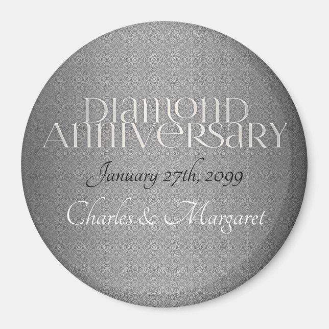 Aimant 60e anniversaire de Mariage diamant (Devant)