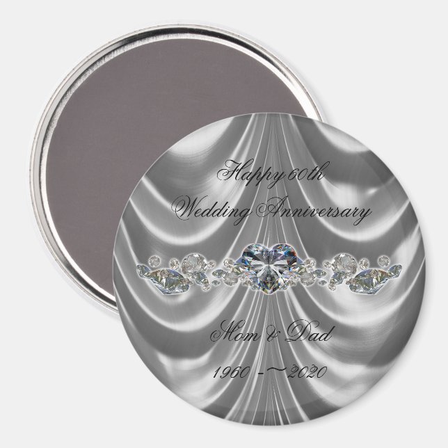 Aimant 60e anniversaire du Mariage Diamond Heart (Recto/Verso)