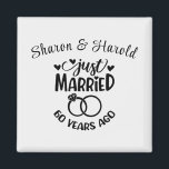 Aimant 60e anniversaire du Mariage Noms personnalisés Dia<br><div class="desc">Commémorez votre soixantième anniversaire de mariage avec cet arrière - plan blanc diamant,  aimant personnalisé. Personnalisez les noms en texte noir à votre propre ou au couple célébrant cette étape. Idéal aussi pour une fête !</div>