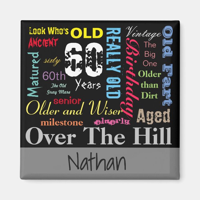 Aimant 60e anniversaire heureux en style Graffiti (Devant)