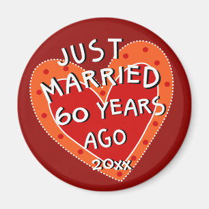 Aimant 60e anniversaire ou toute année Whimsical Heart Ca