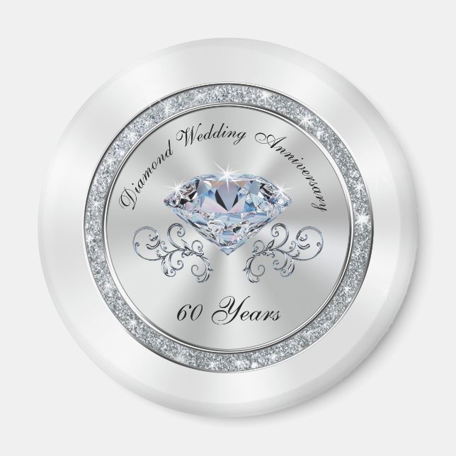 Aimant 60ème anniversaire Mariage moins cher favorise BUL (Devant)