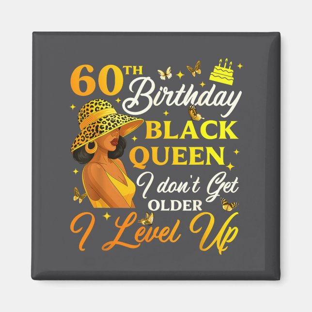 Aimant 60th Birthday Black Queen Level Up Emwering For Wo (Devant)