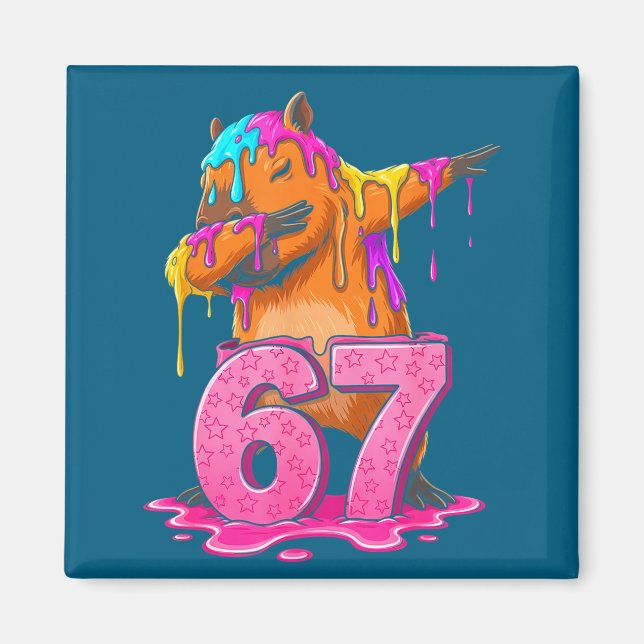 Aimant 67 Animals Funny 67 Brainrot Youth Kids Capybara 6 (Devant)