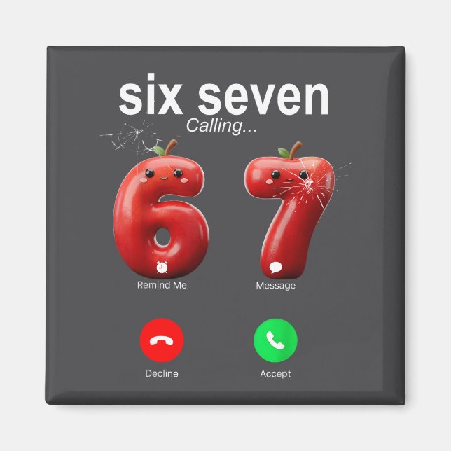 Aimant 67 Appelle Drôle Mème 67 Accepte Silly Six Sept (Devant)