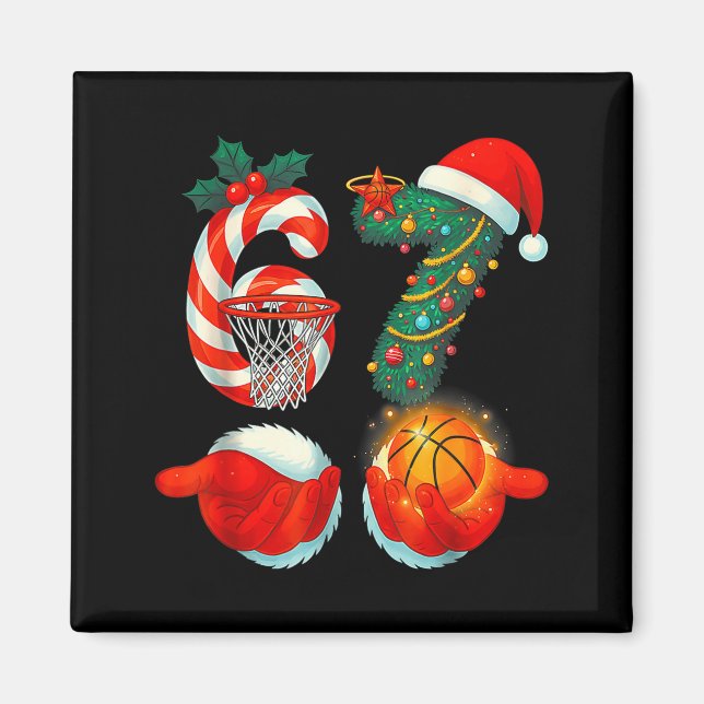 Aimant 67 Basket Santa Six Seven Mème Noël Srt M (Devant)