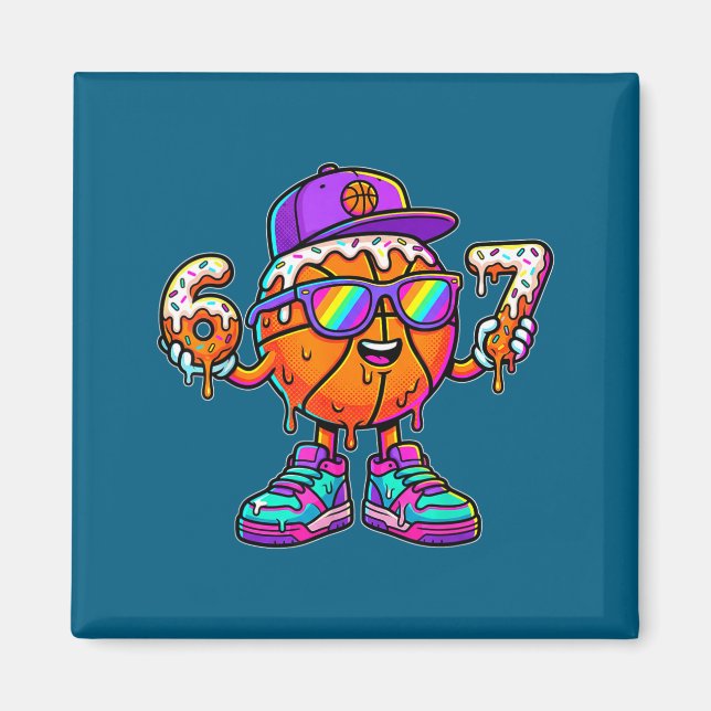 Aimant 67 Basketball Drip Six Seven Funny Meme Gen Alpha  (Devant)