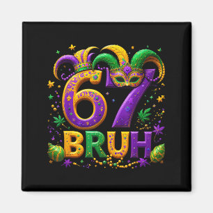 Aimant 67 Bruh Chapeau de Bouffon Masque à Plumes Mardi G