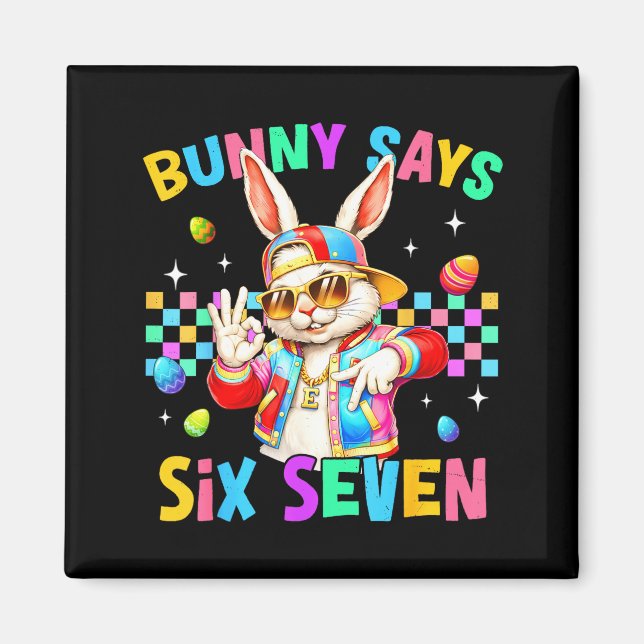 Aimant 67 Bunny dit six sept pour les enfants garçons fil (Devant)