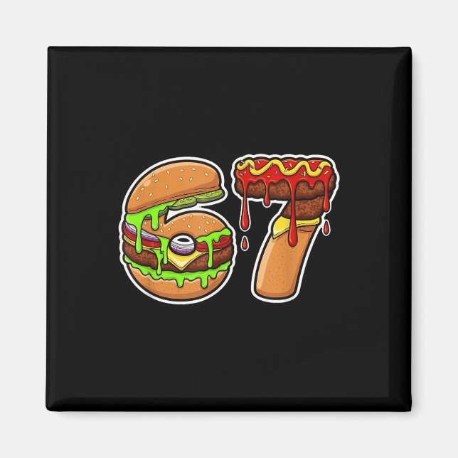 Aimant 67 Burger Pizza Food Fusion Délice  (Devant)