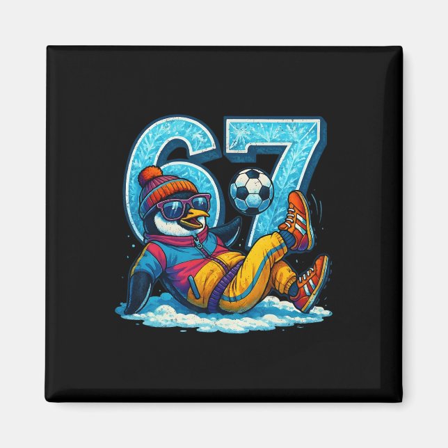 Aimant 67 Cadeau drôle de foot de pingouin d'hiver _1  (Devant)