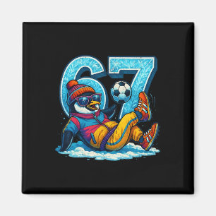 Aimant 67 Cadeau drôle de soccer de pingouin d'hiver de m