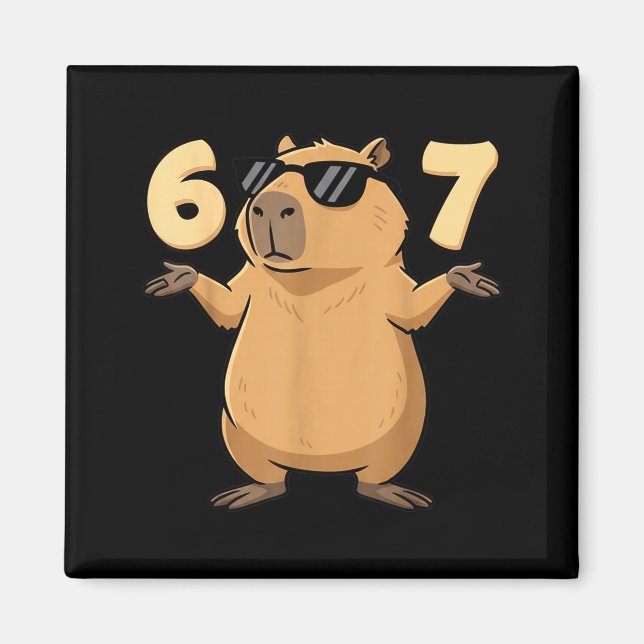Aimant 67 Capybara Mème 6 7 Esthétique Pour Enfants Jeune (Devant)