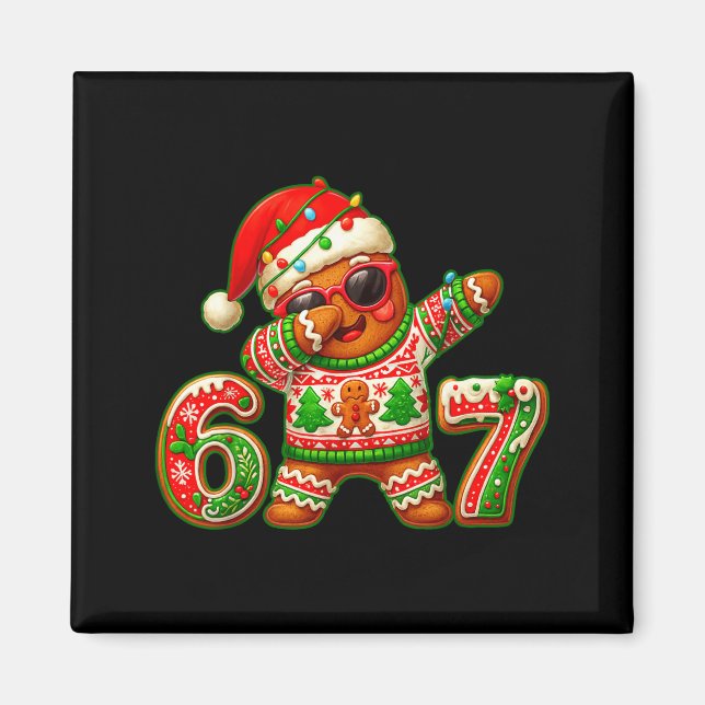 Aimant 67 Christmas 6 7 Meme Gingerbread Man Xmas Pajamas (Devant)