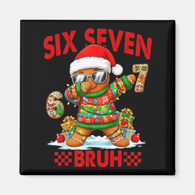 Aimant 67 Christmas 6 7 Meme Gingerbread Man Xmas Pajamas (Devant)