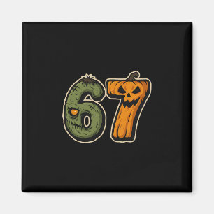 Aimant 67 Citrouille Zombie Six Sept Mème Halloween