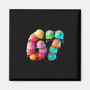 Aimant 67 Cuillère à glace goutte numéro Coloré Style Spo