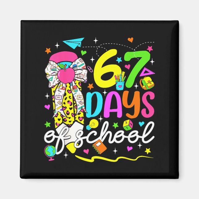 Aimant 67 Days Of School Girls Coquette Bow Pencil 67 Day (Devant)