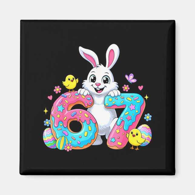 Aimant 67 drôle Six Seven Gen Meme Mignon Lapin Pâques (Devant)